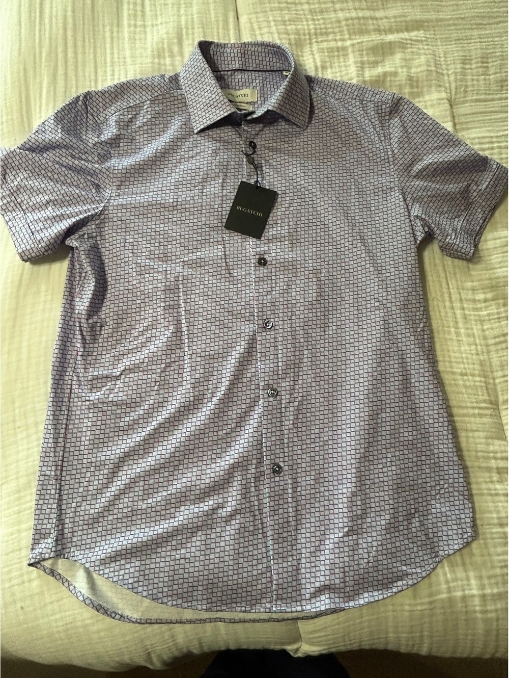 NWT Bugatchi Miles OoohCotton Short Sleeve Shirt
